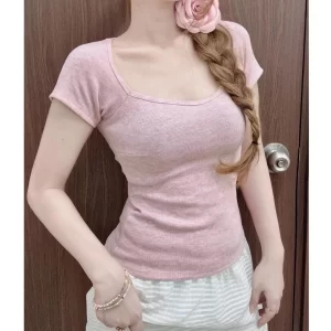 Áo Thun Nữ Cúp Cổ Vuông Ôm Gọn Chất Tăm Dầy Dặn Co Giãn Mềm Mịn Mát MA113